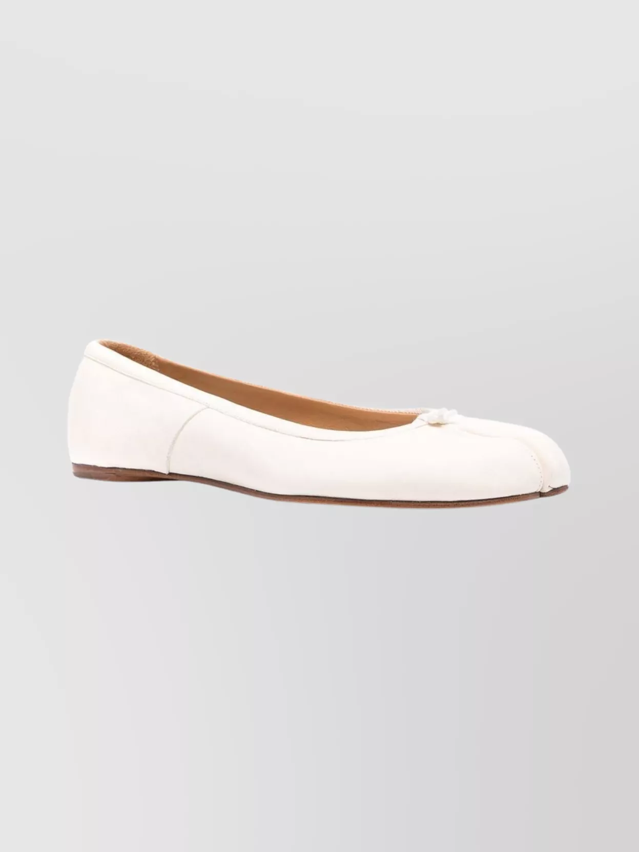 Maison Margiela Tabi Toe Flat Leather Slip-on Ballerina In White