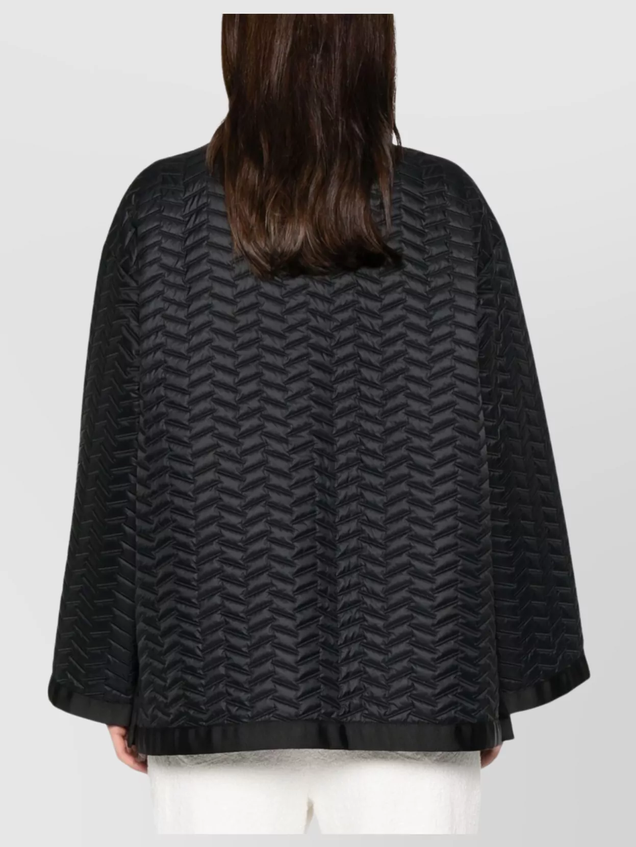 Emporio Armani Quilted High Collar Jacket With Grosgrain Trim In Black