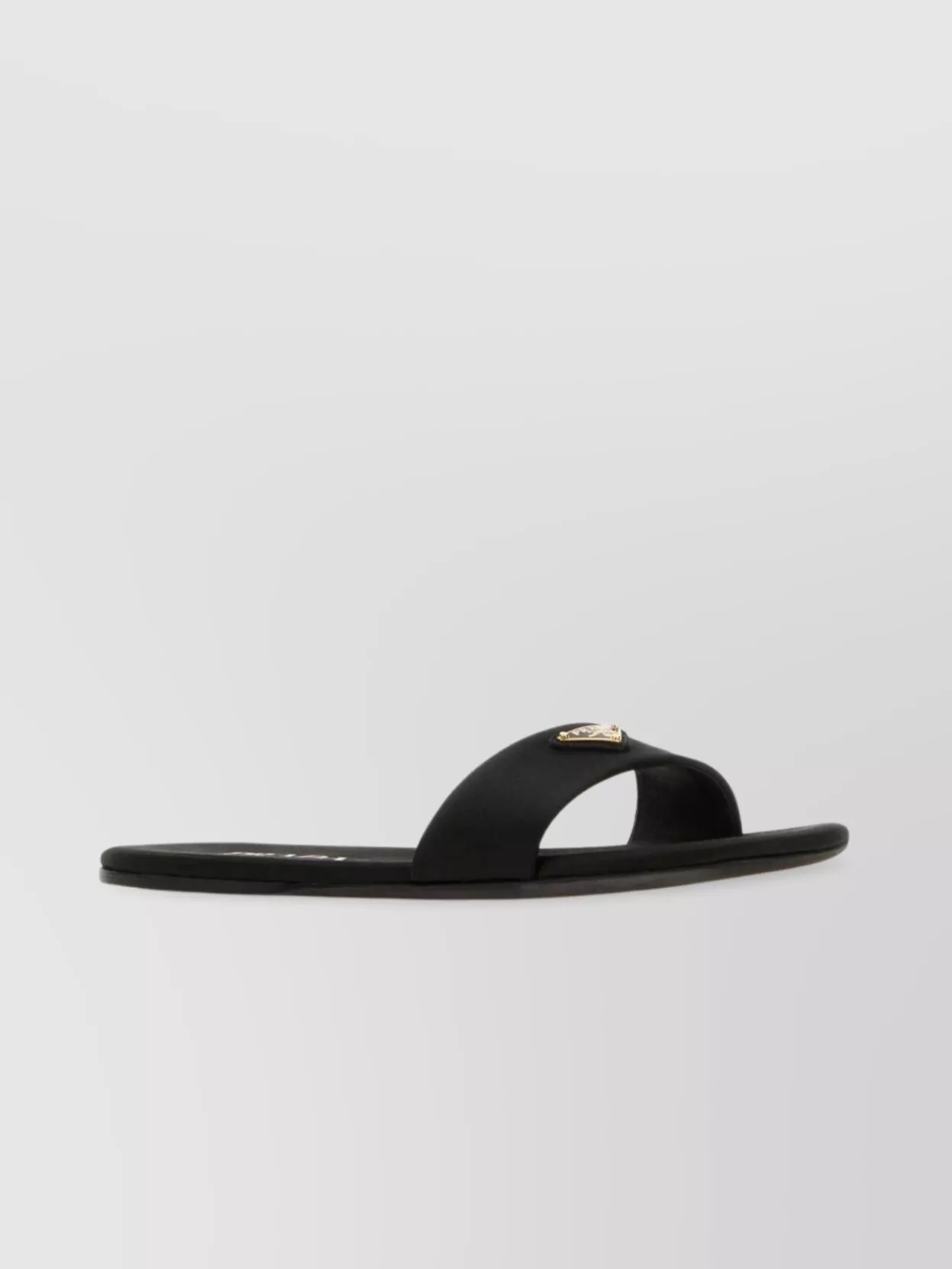 Prada Satin Slides With Flat Sole And Open Toe In Nero