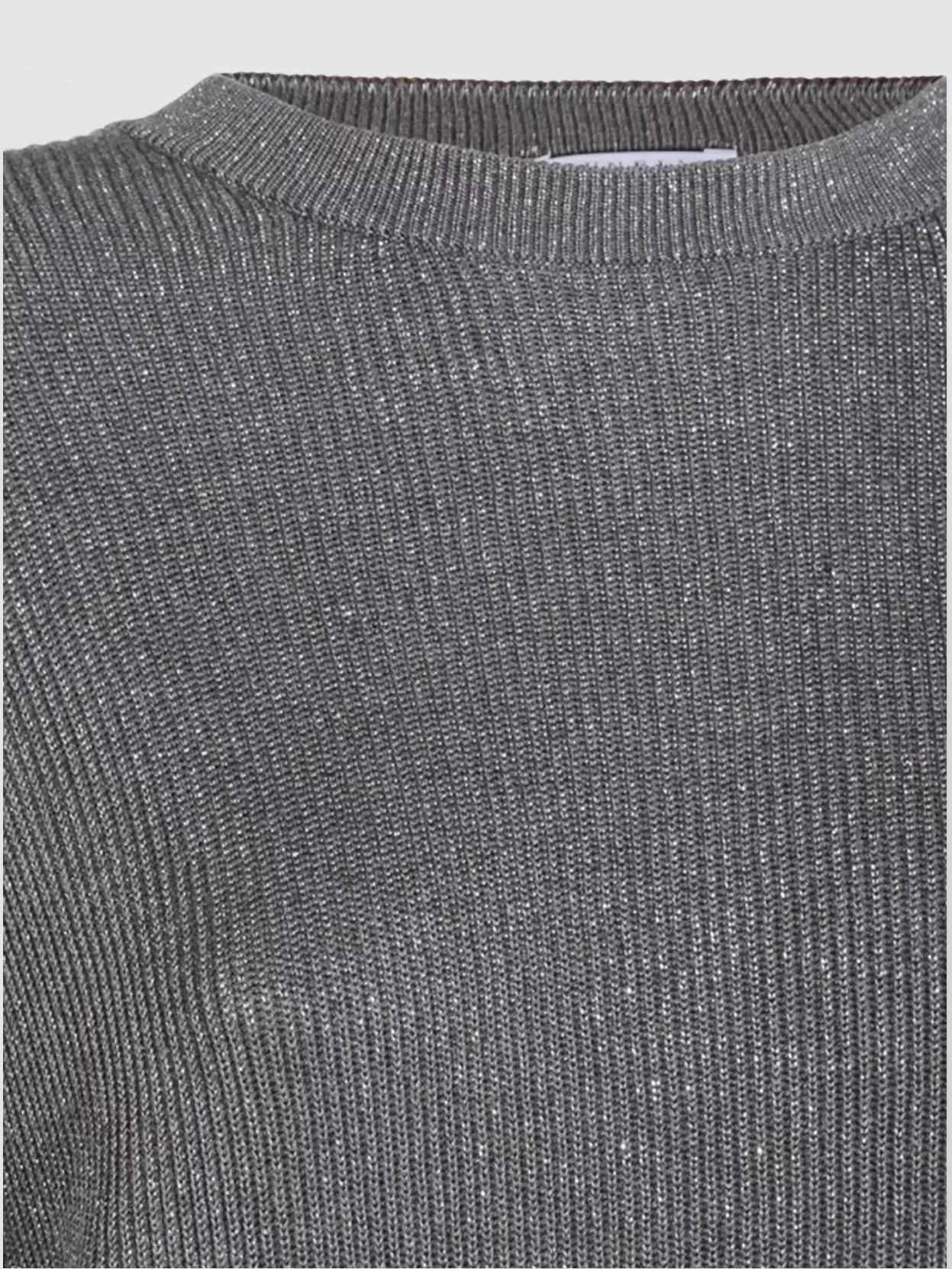 Brunello Cucinelli Metallic Ribbed Crewneck Knitwear With Long Sleeves
