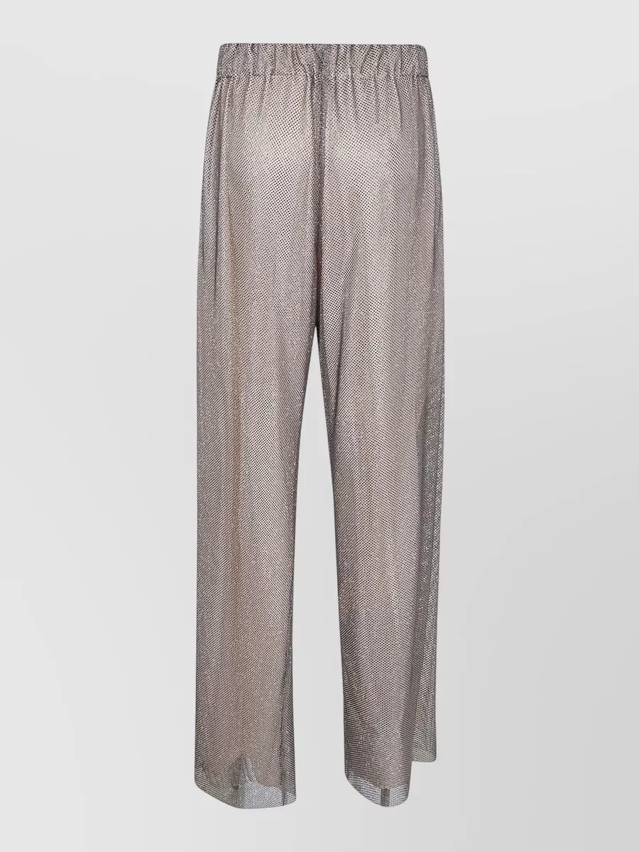 Alberta Ferretti Wide Leg Trousers Crystal Net Sheer