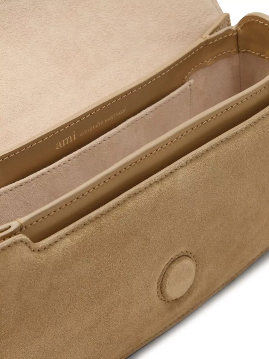 Ami Paris Suede Shoulder Bag Front Logo Detail