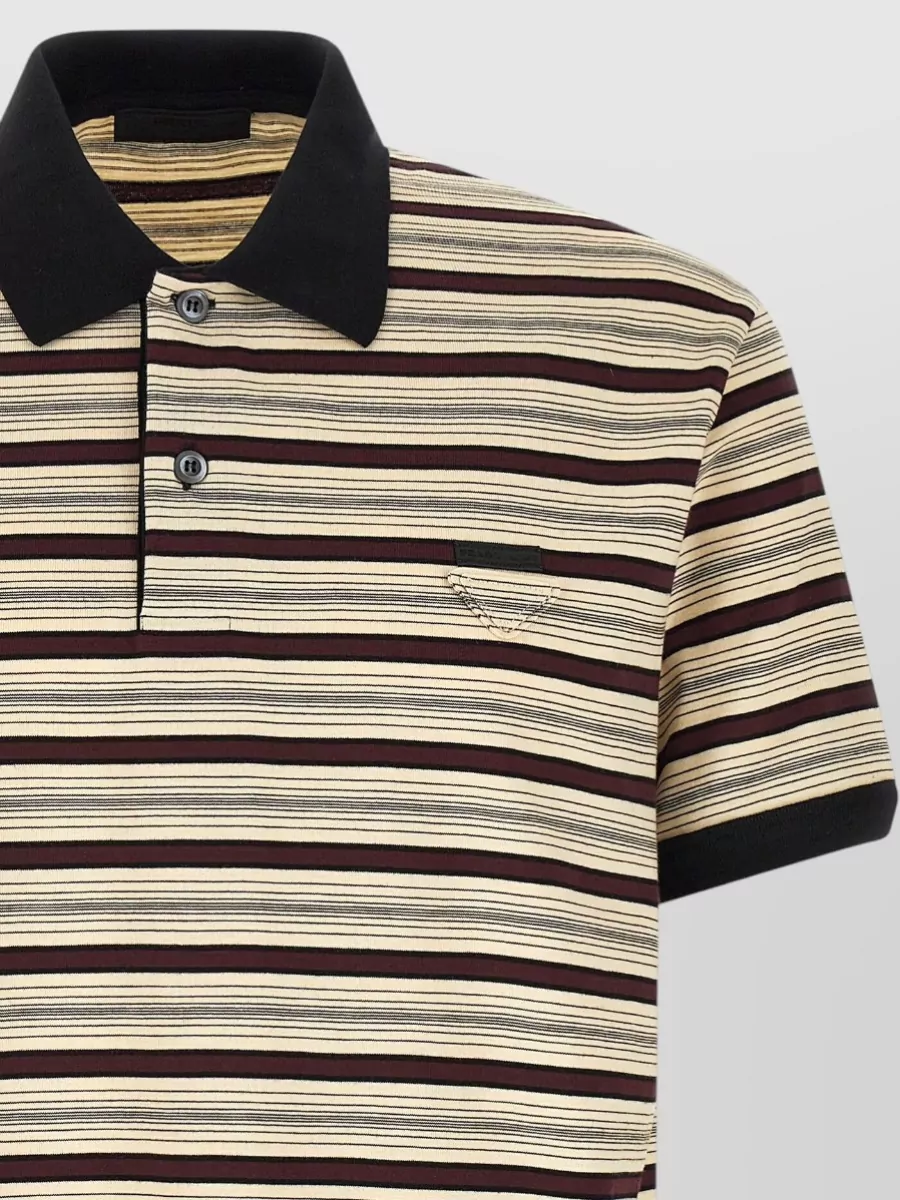Prada Striped Short-Sleeve Polo Shirt