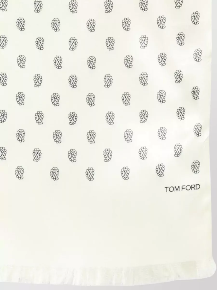 Tom Ford All Over Print Fringe Detail Long Scarf