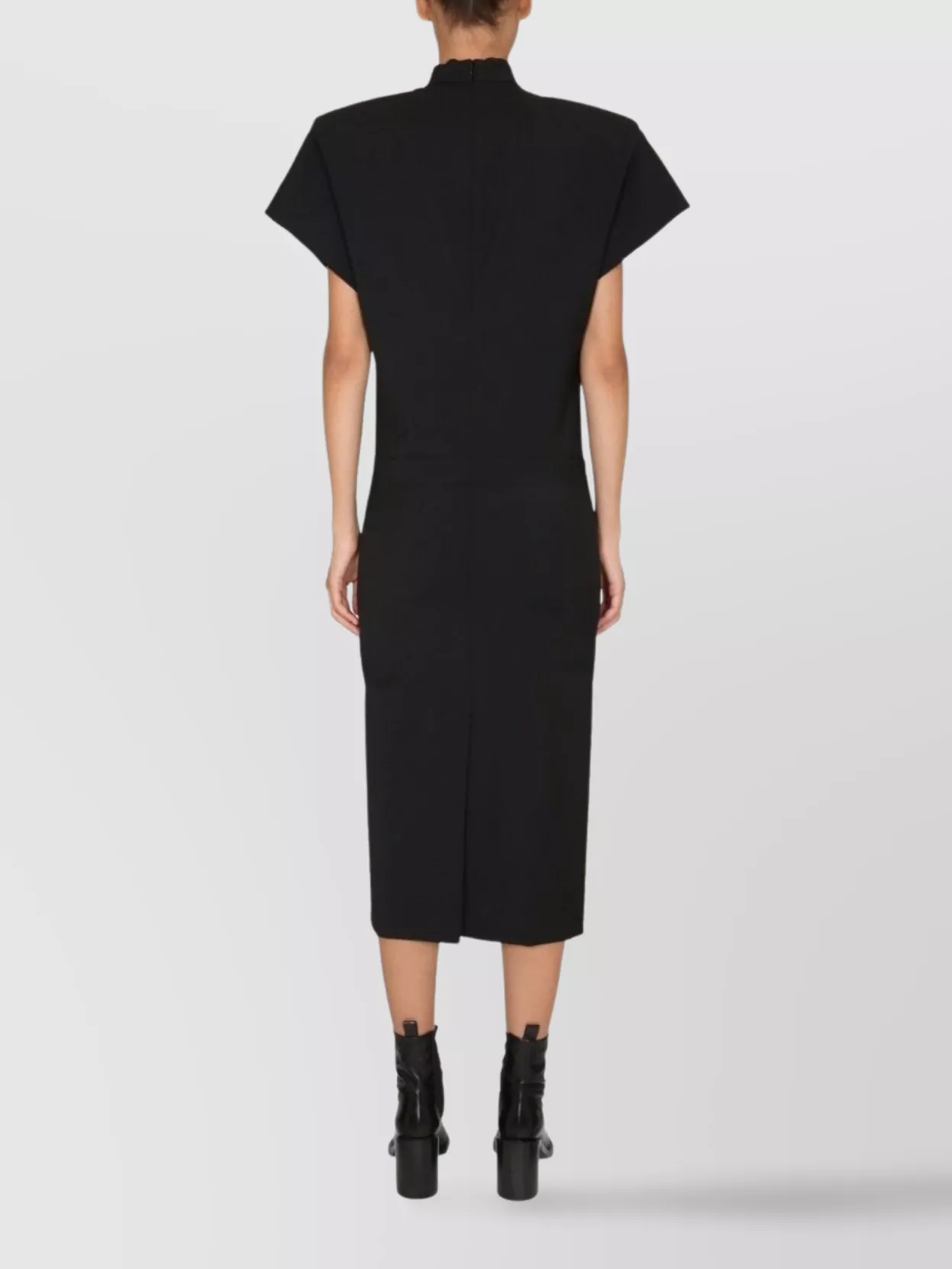 Max Mara Midi Dress With High Neck And Back Slit In Black