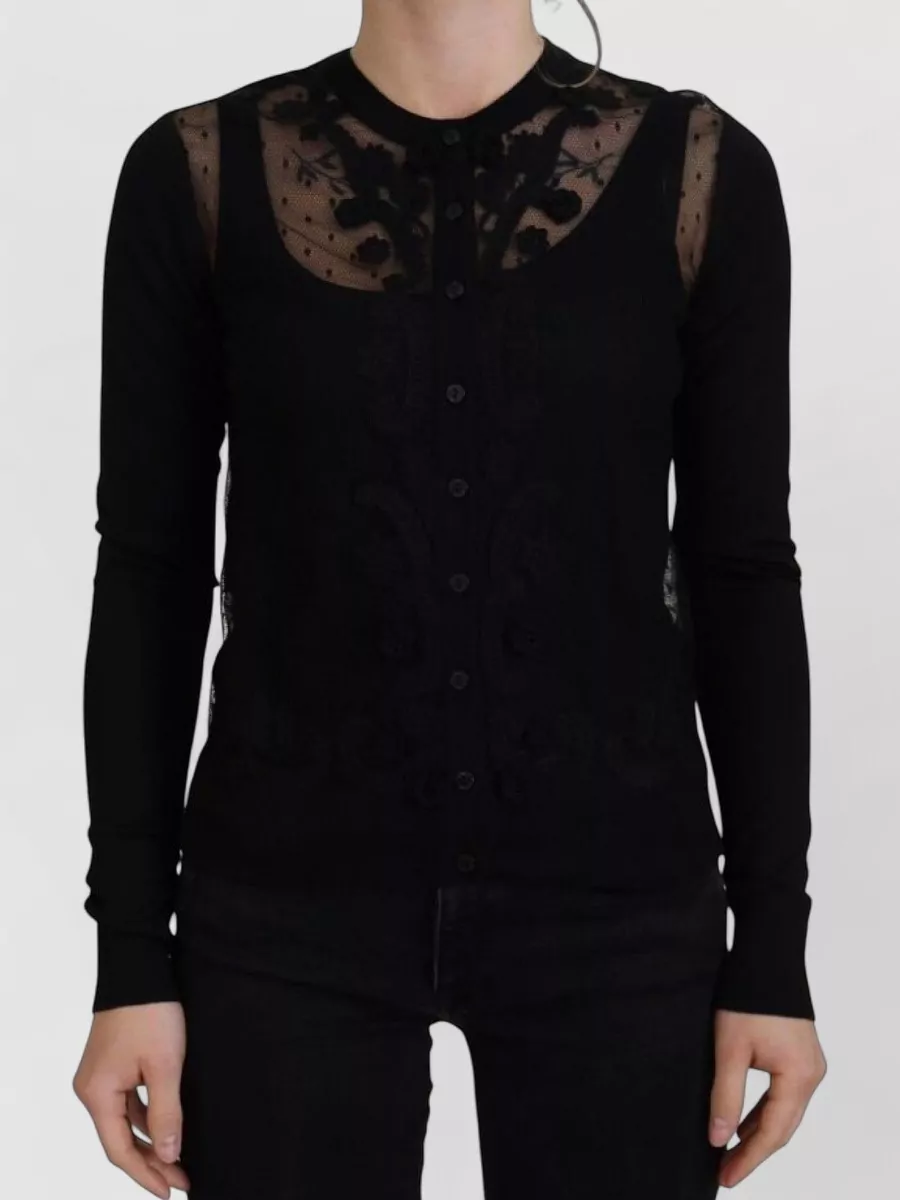 Dolce&Gabbana silk floral lace button cardigan