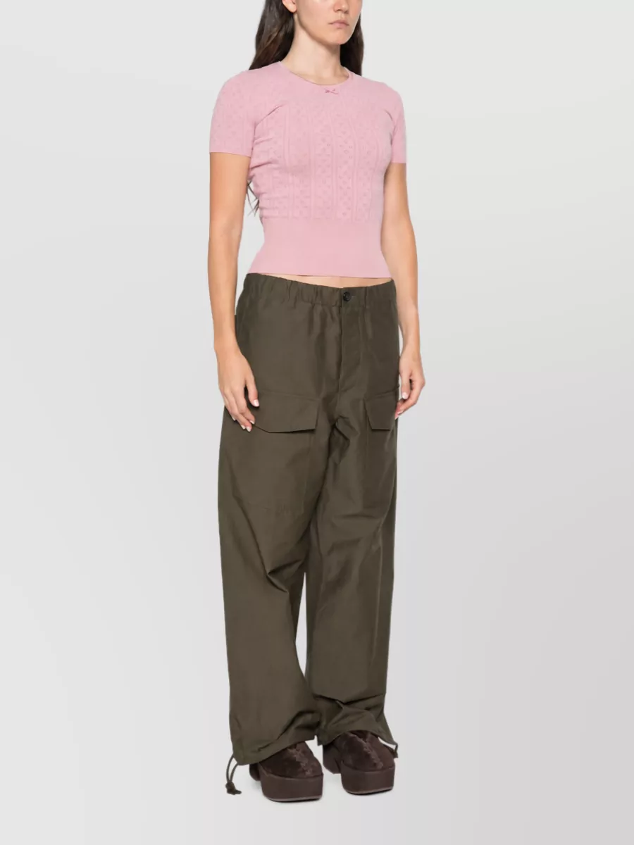 Jw Anderson Pointelle Knit Slim-Fit Short-Sleeve Cotton Top