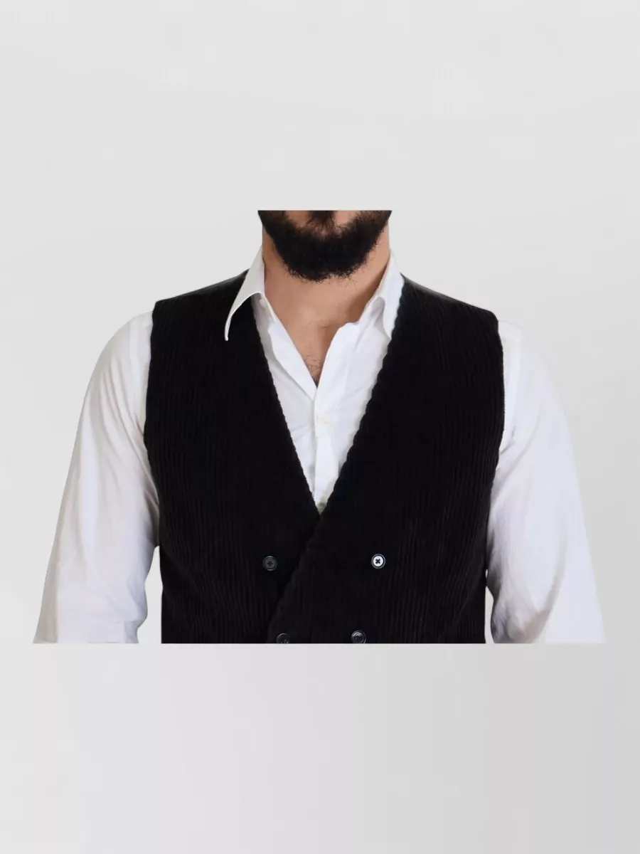 Dolce&Gabbana Cotton Ribbed Double-Breasted Waistcoat