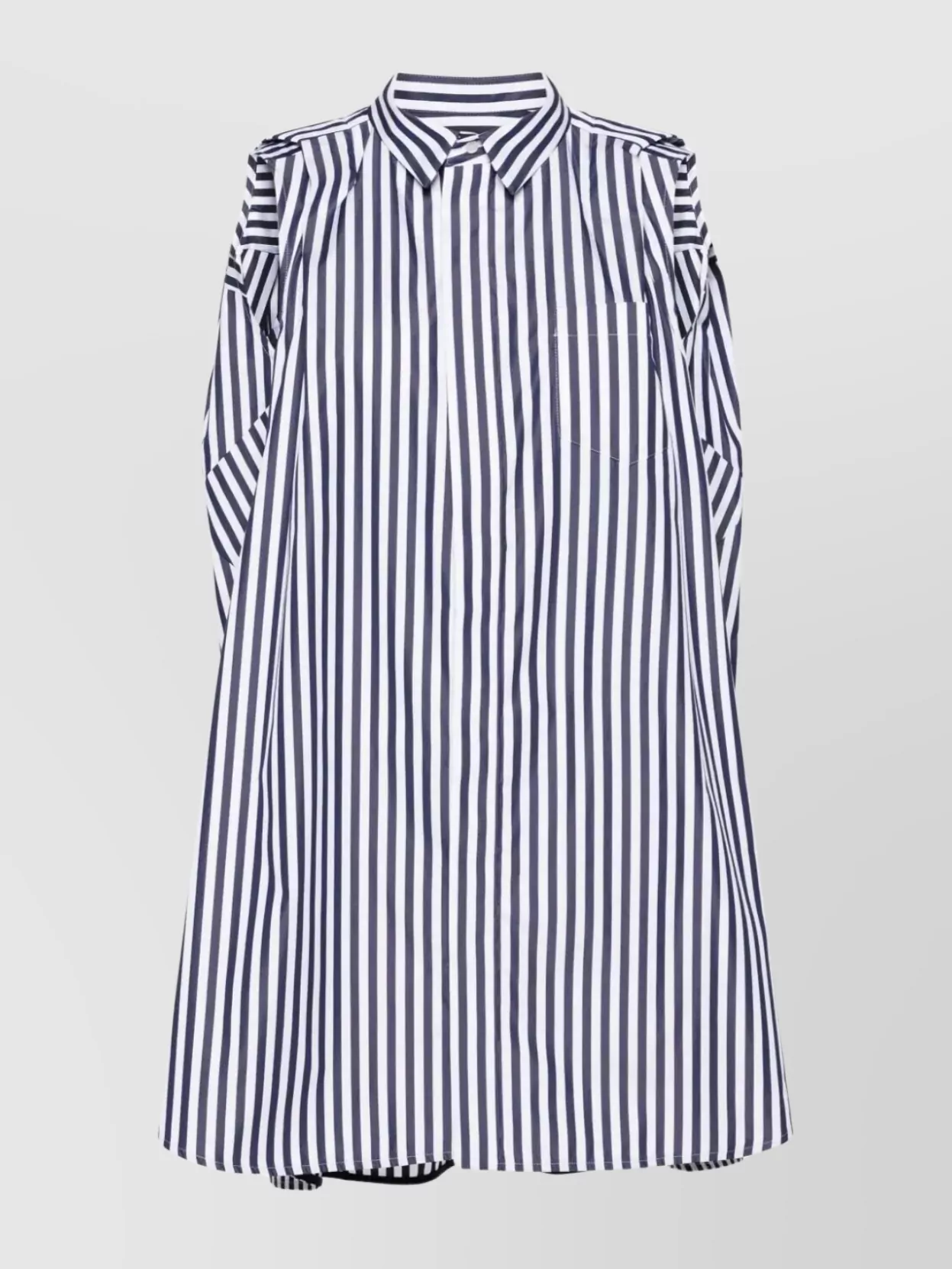 Sacai Striped Sleeveless Shirt Dress With Chest Pocket