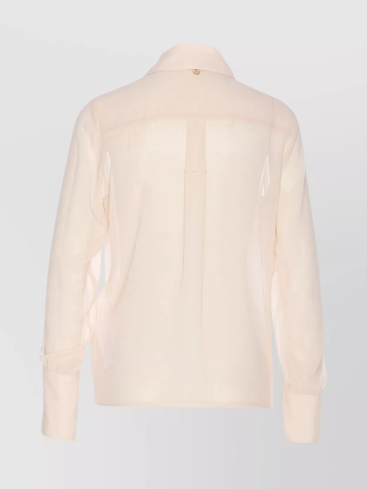 Liu •jo Sheer Fabric Long Sleeves Pointed Collar Top In Pink