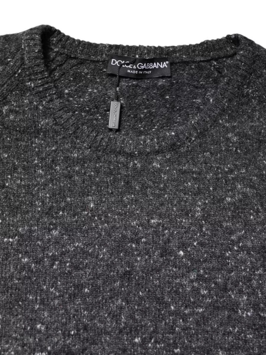 Dolce&Gabbana Speckled Knit Wool Crew Neck Sweater