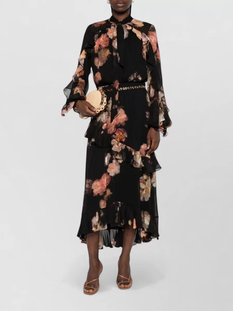 Zimmermann Floral Print Ruffled Long Sleeve Blouse