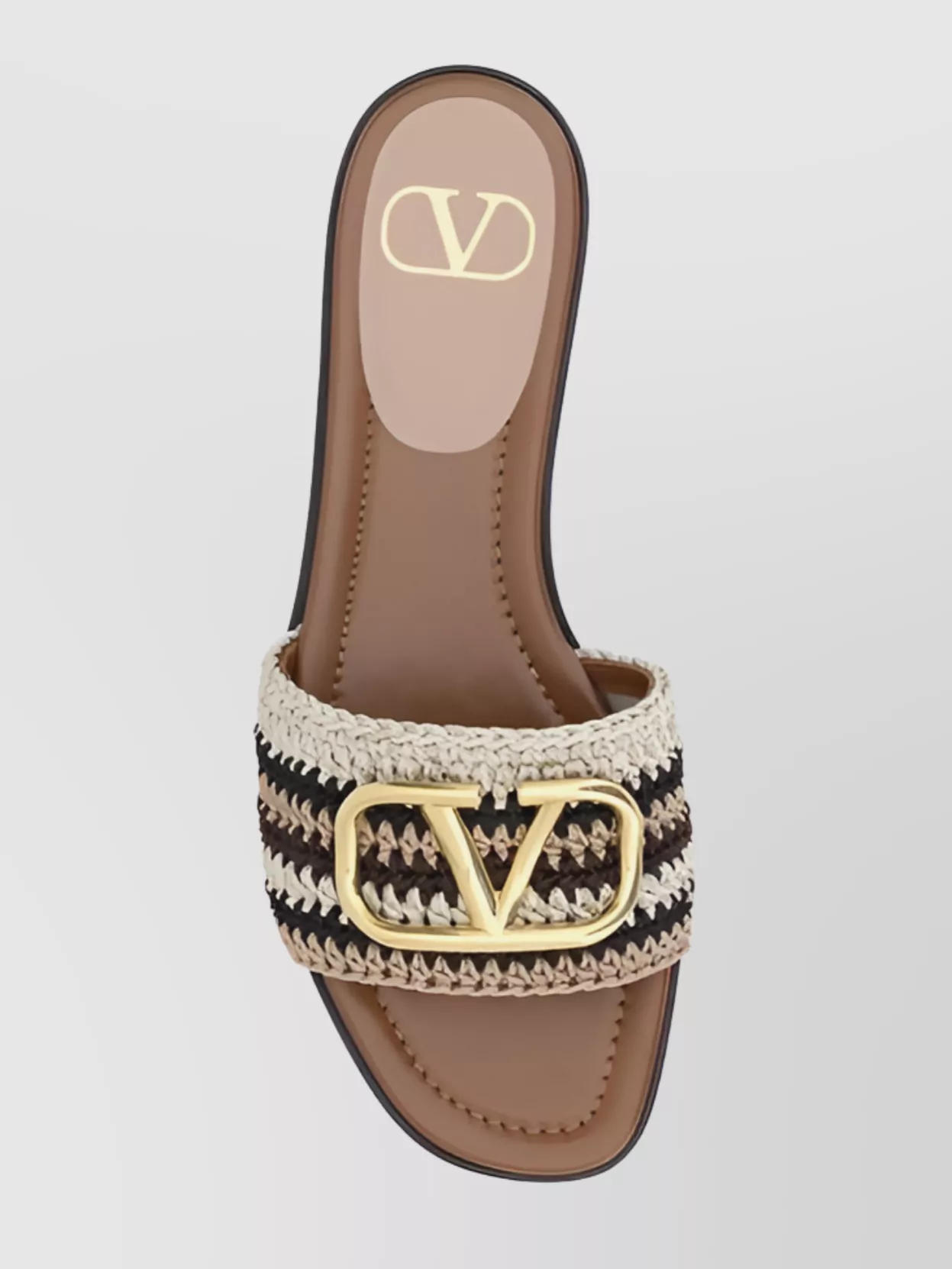 Shop Valentino Crochet Woven Flat Sandals Vlogo