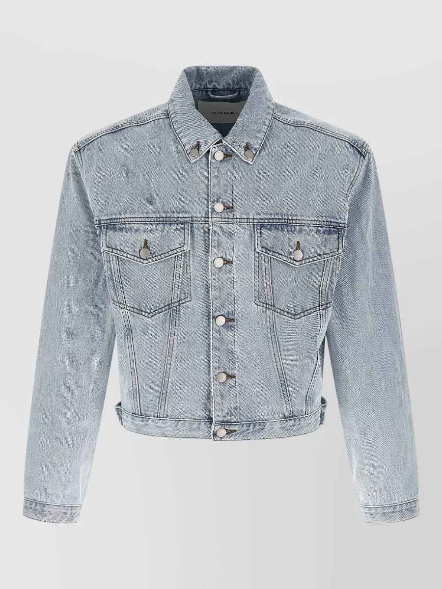 Entire Studios denim contrast stitch oversized shirt jacket