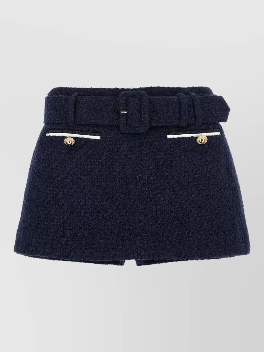 Self-Portrait Bouclé high-waisted mini skort
