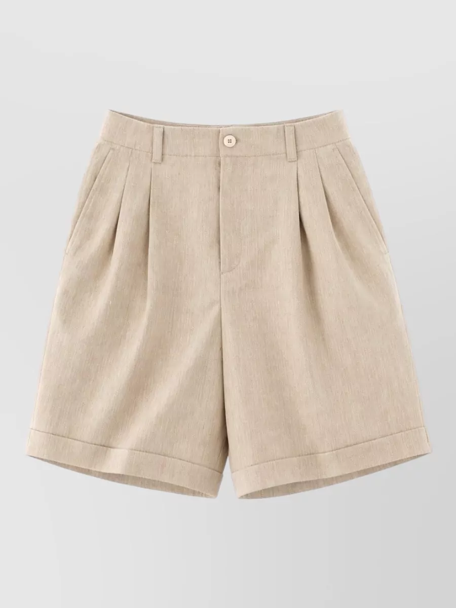 Jacquemus Linen-blend relaxed-fit pleated bermuda shorts