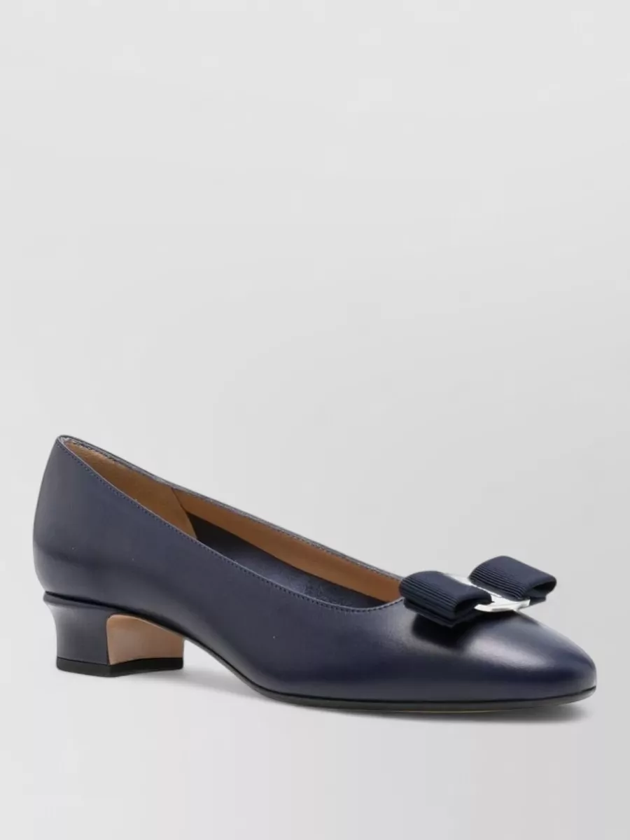 Ferragamo Leather Block Heel Pumps