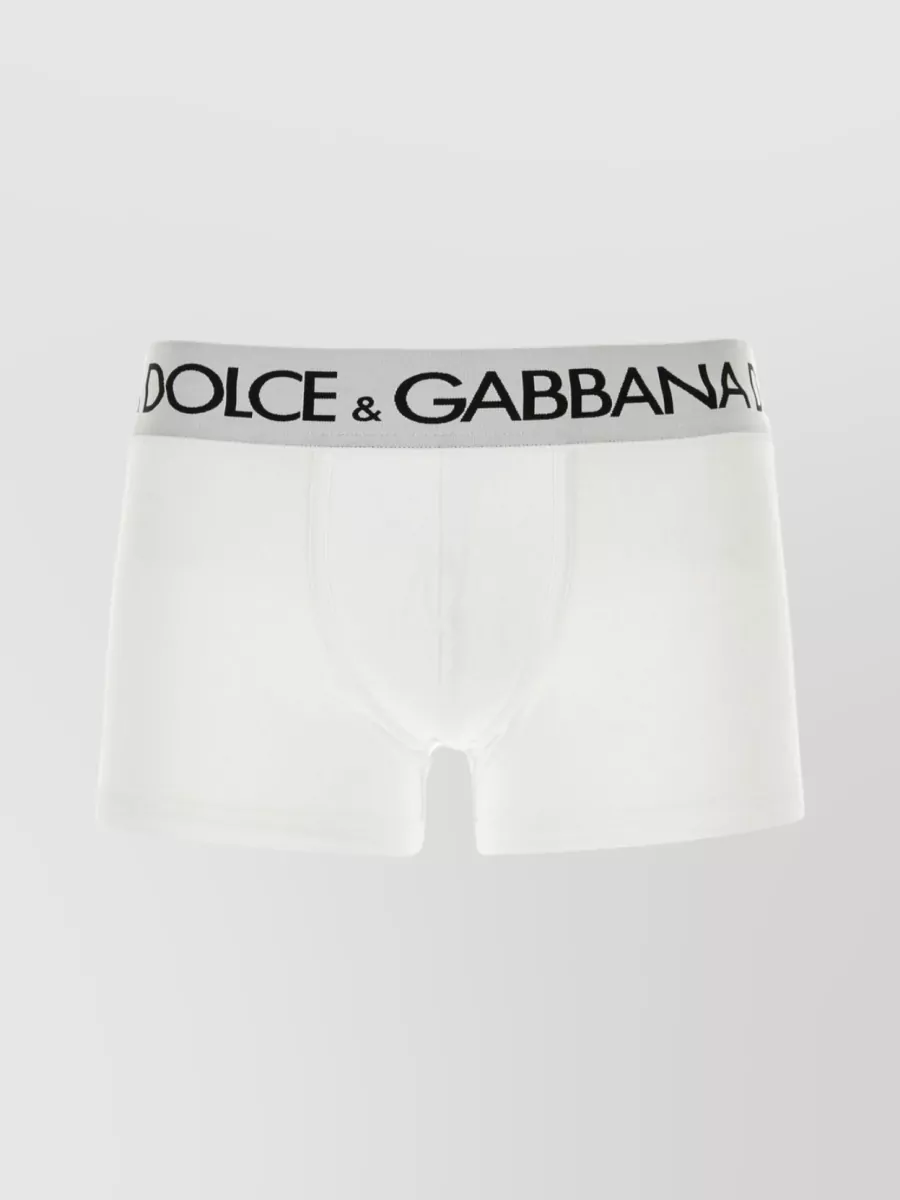 Shop Dolce & Gabbana Boxer In Stretch Cotton With Contoured Pouch In White