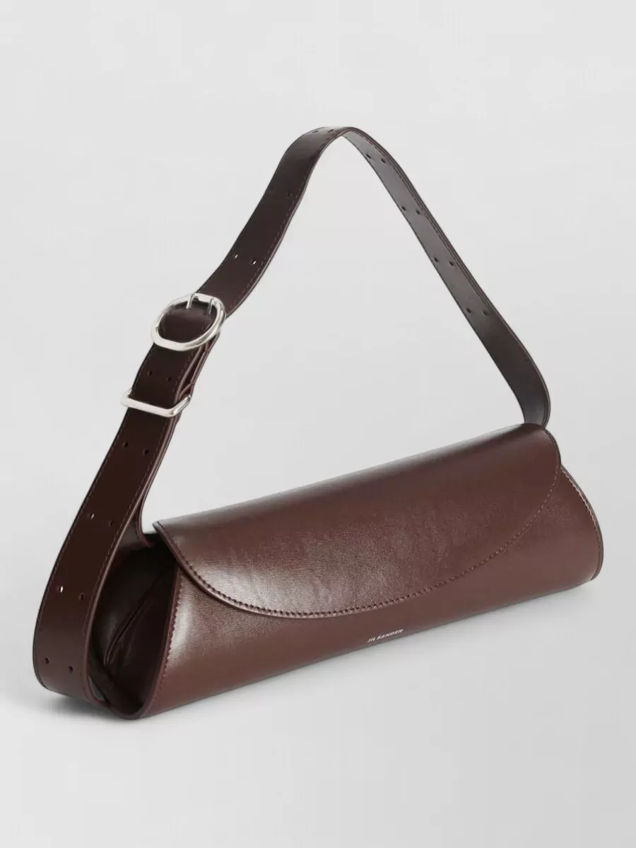 Jil Sander Cannolo Small Leather Trapeze Shoulder Bag