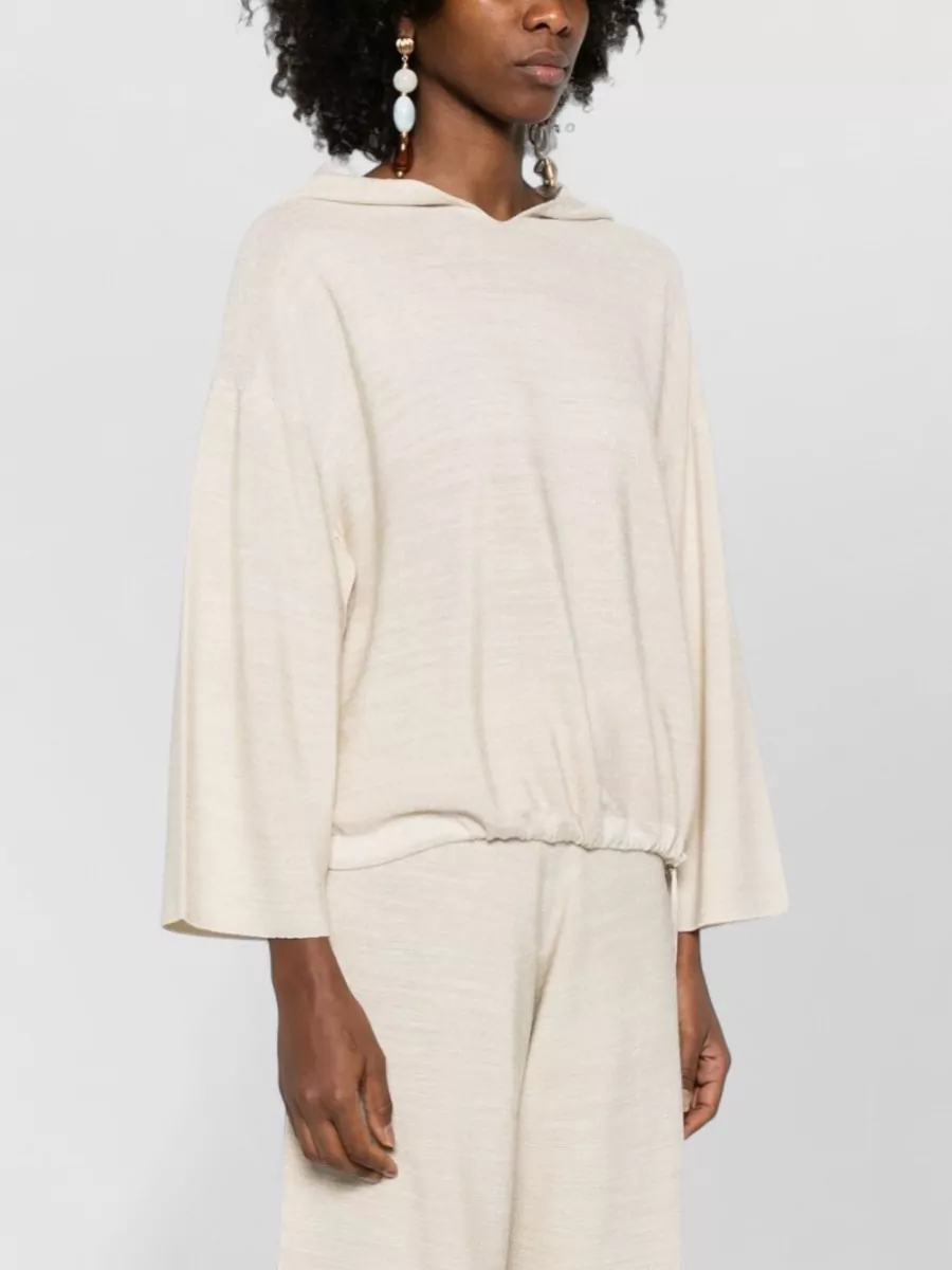 Fabiana Filippi Hooded Silk Blend Top Long Sleeves