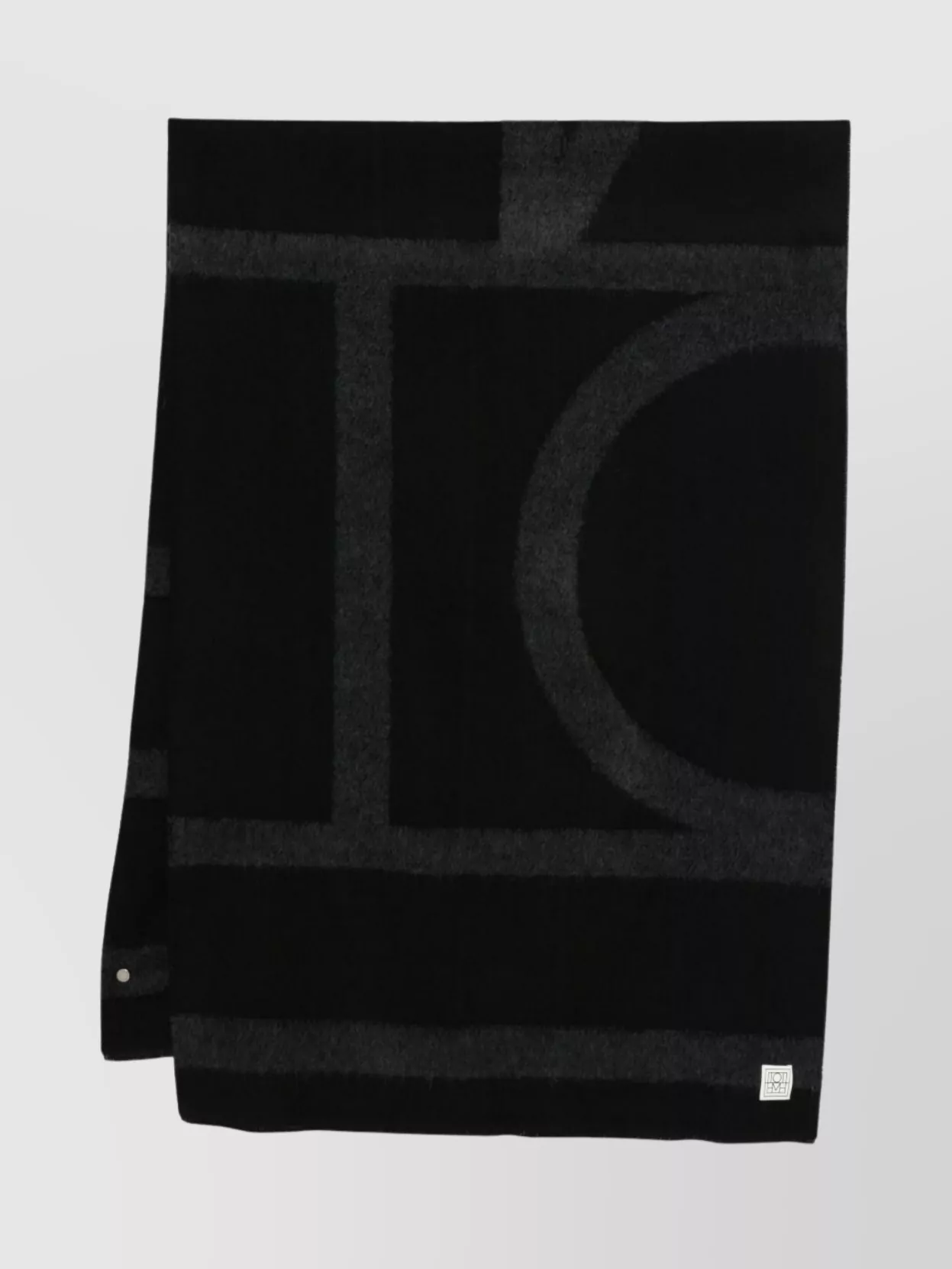 Totême Geometric Pattern Wool Scarf With Soft Texture In Black