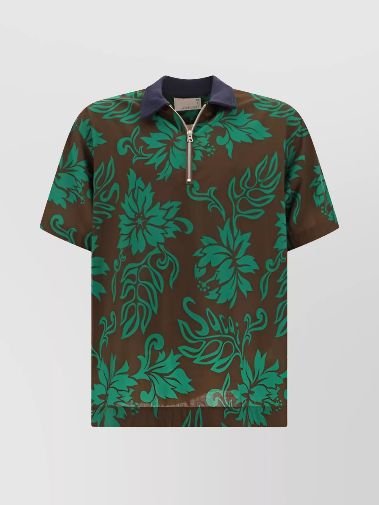 Shop Sacai Floral Print Polo Shirt
