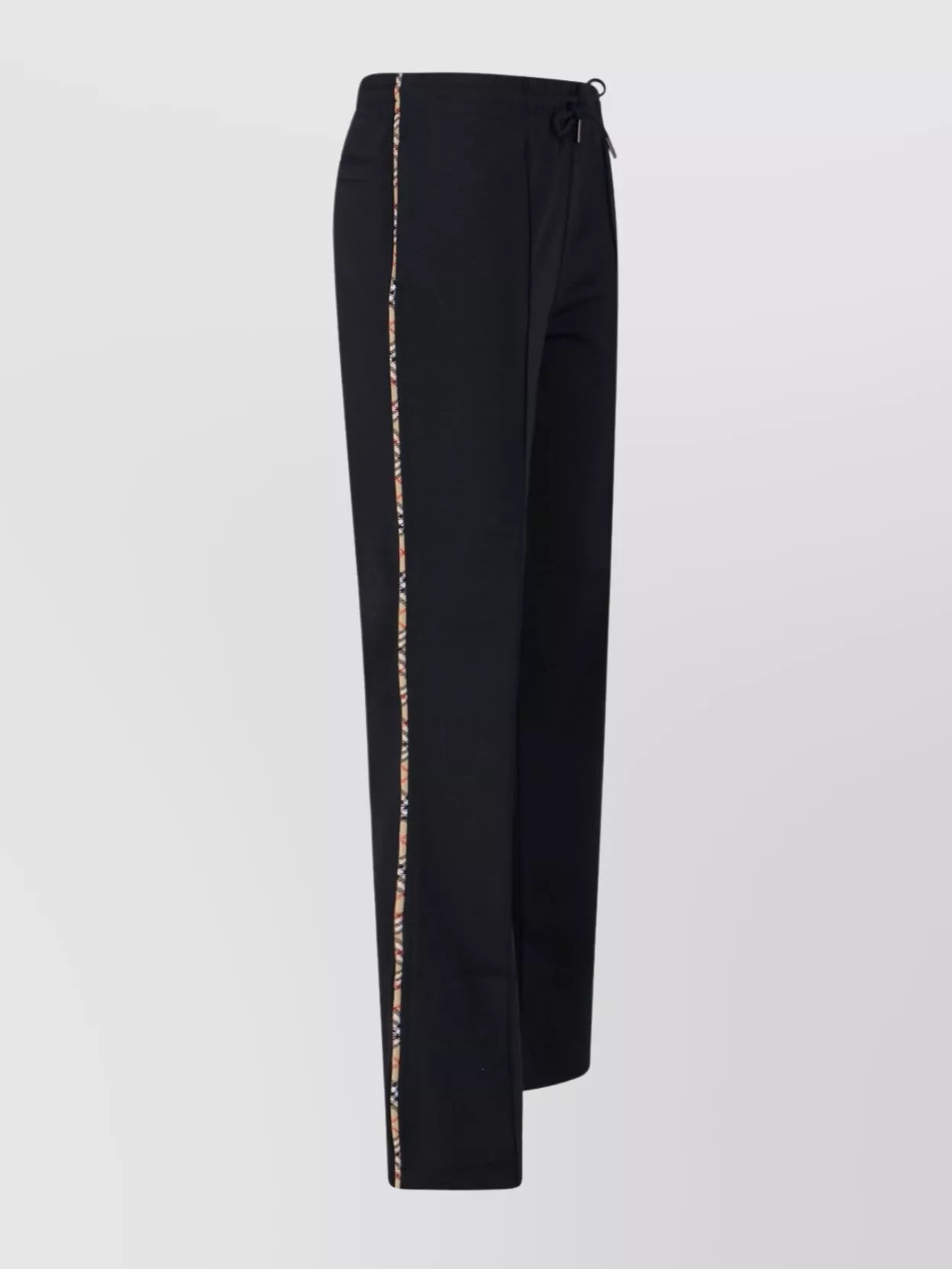 Burberry Flared Trousers With Drawstring And Side Stripe In Black