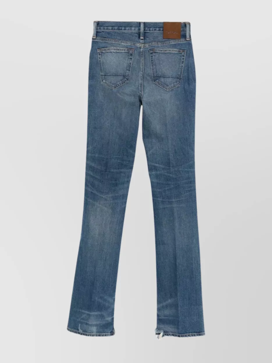 Tom Ford Flare Fit Denim Trousers With Belt Loops In Blue