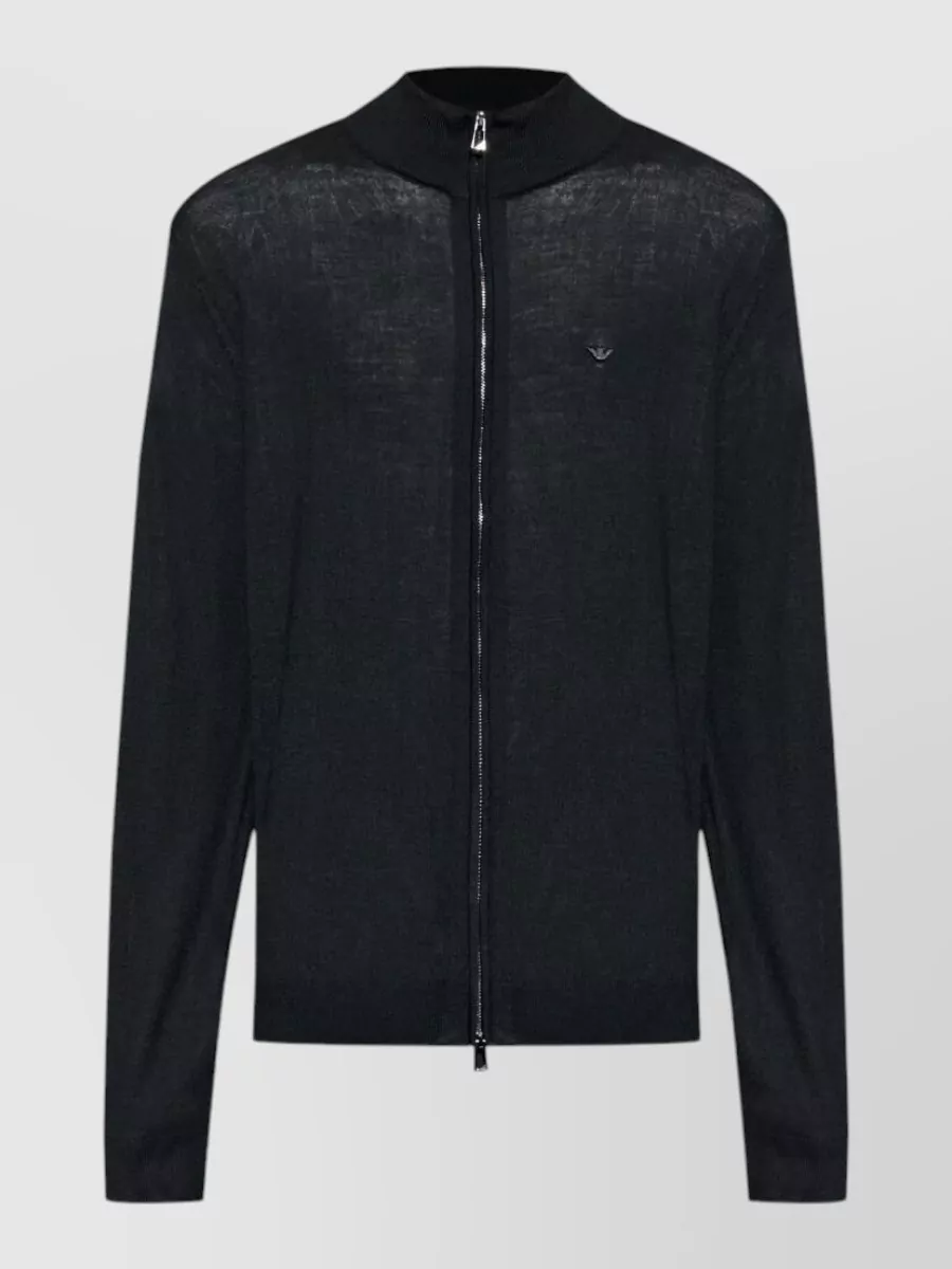Emporio Armani Virgin wool zip-up high-neck cardigan