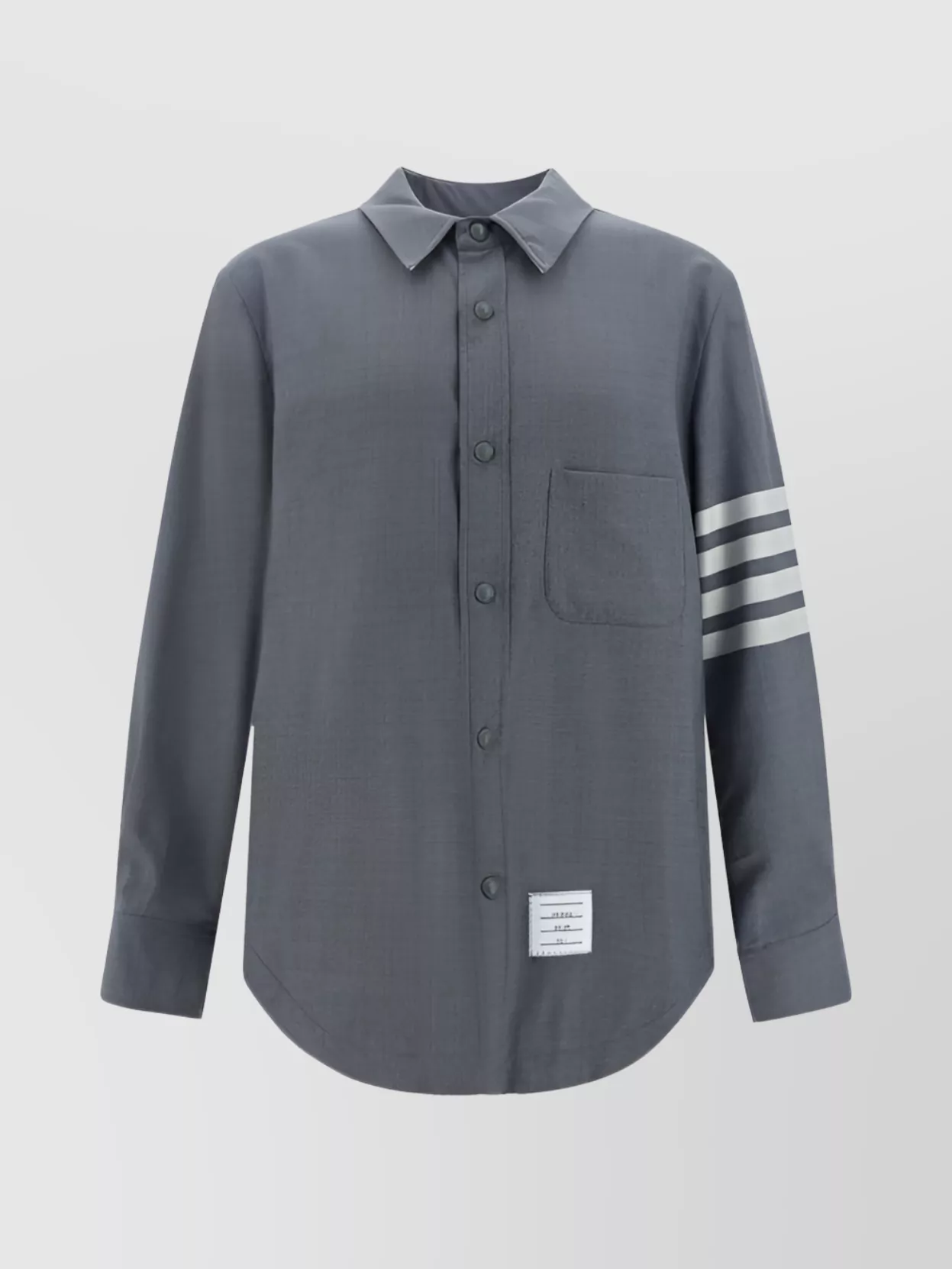 Shop Thom Browne Striped Sleeve Oversized Shirt