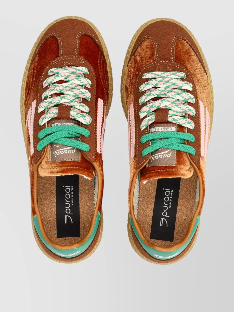 Puraai Velvet Lace-Up Sneakers