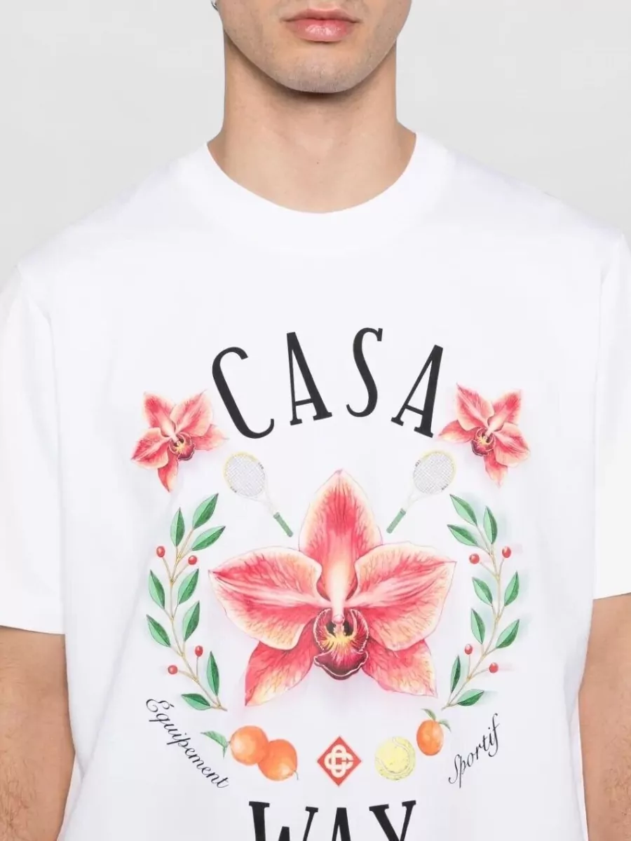 Casablanca Orchid Garden Graphic Relaxed Fit T Shirt