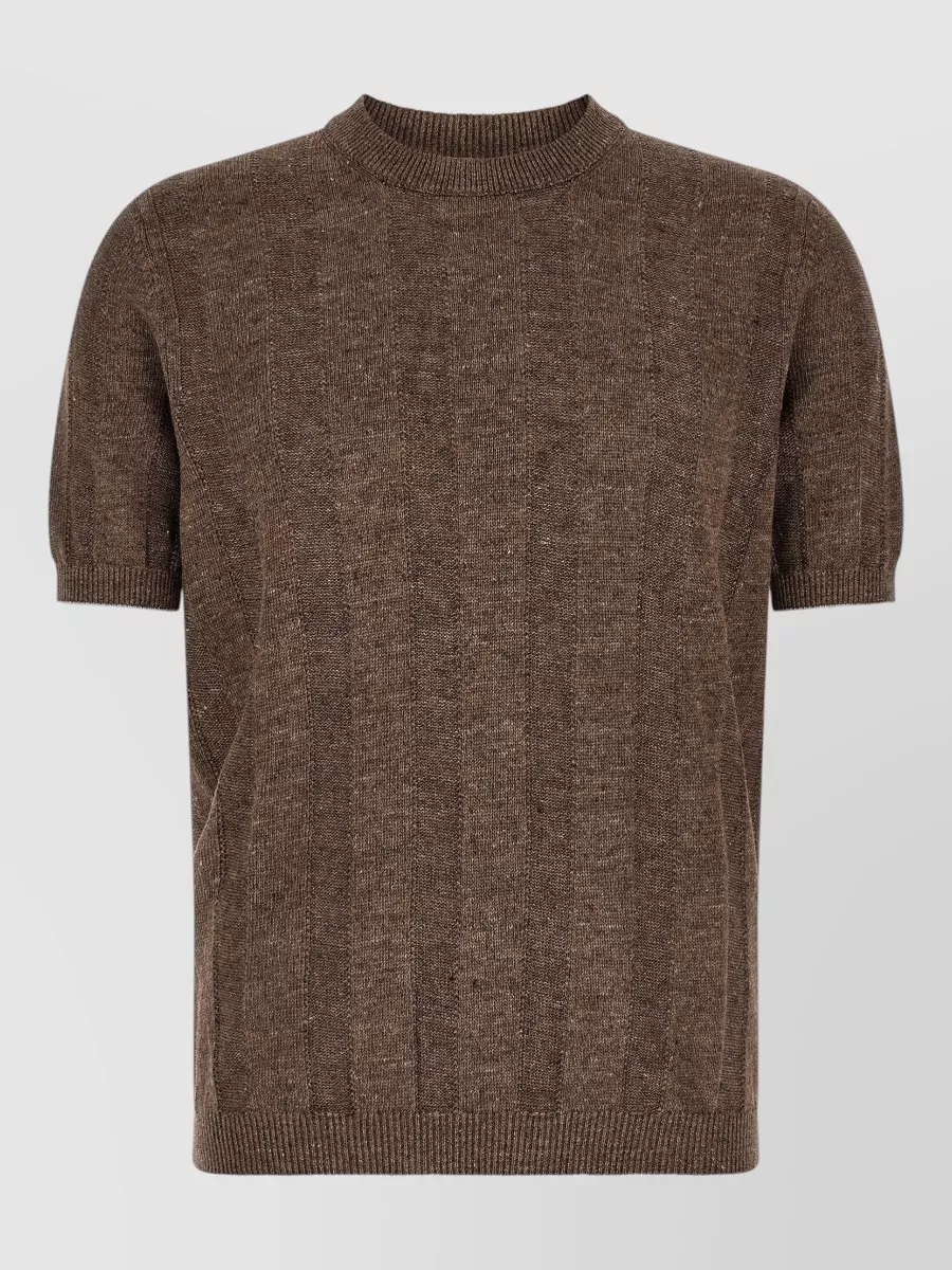 Brunello Cucinelli Ribbed linen blend short-sleeve jumper