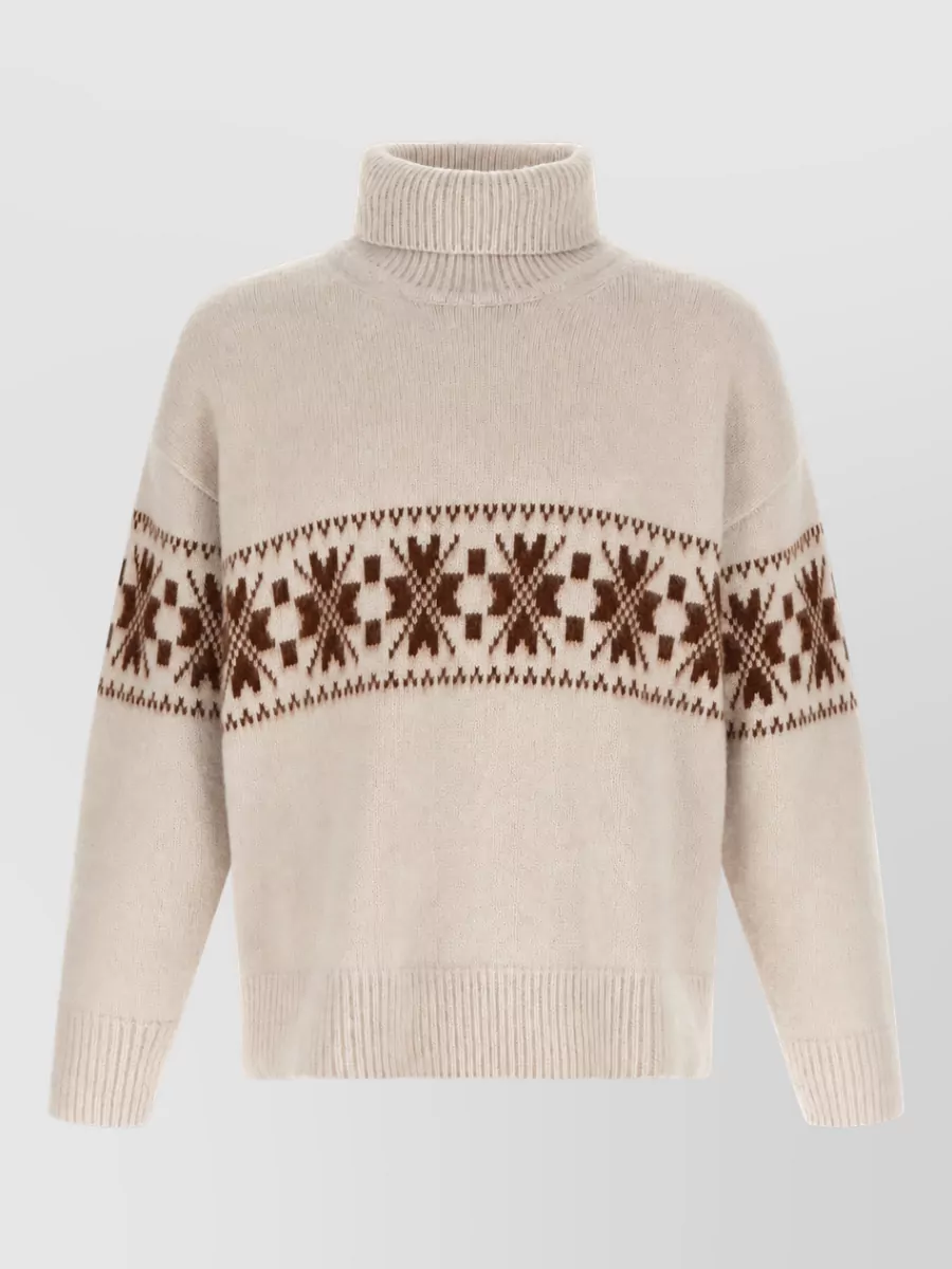 Kiton wool geometric-jacquard high-neck jumper