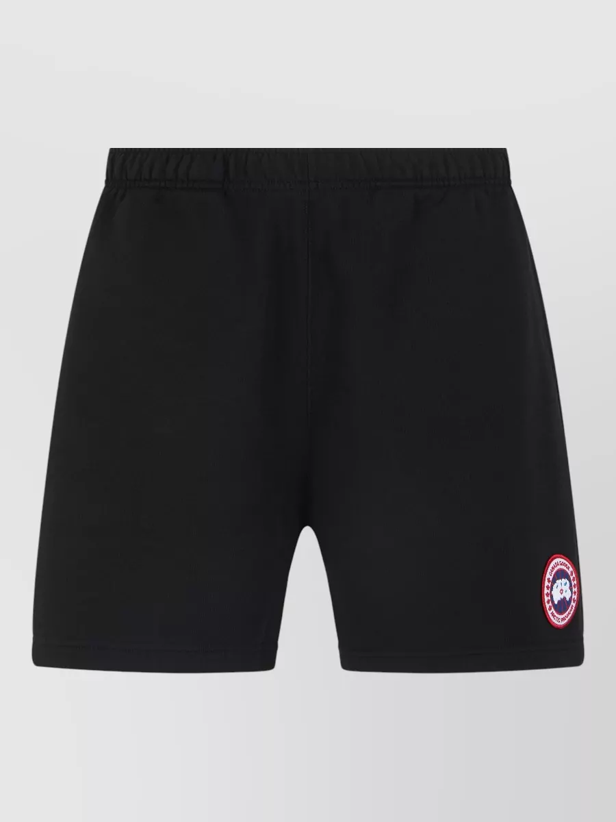Canada Goose Logo Shorts Elastic Waist Casual Style In Black