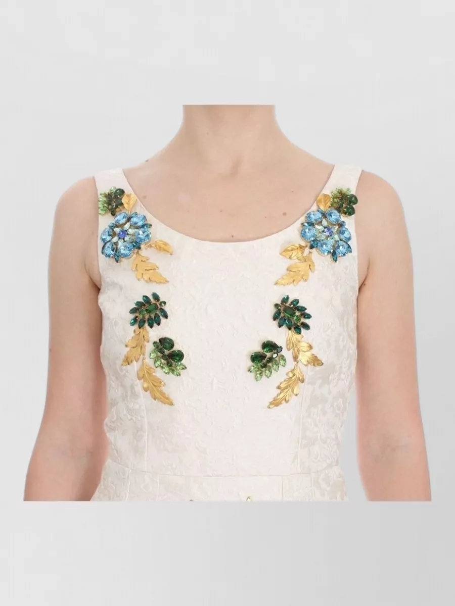 Dolce&Gabbana Silk Sleeveless Floral Brocade Knee-Length Dress