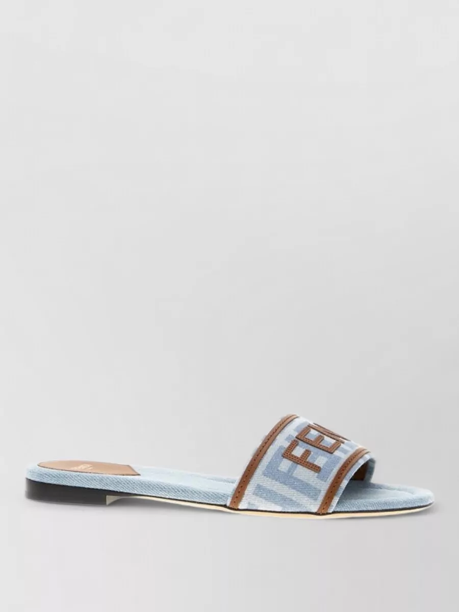 Fendi Denim Logo-Print Slides