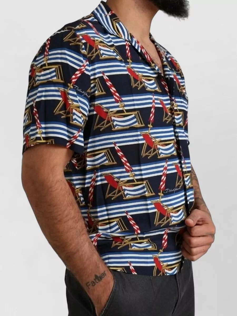 Dolce&Gabbana Silk Short-Sleeve Printed Shirt