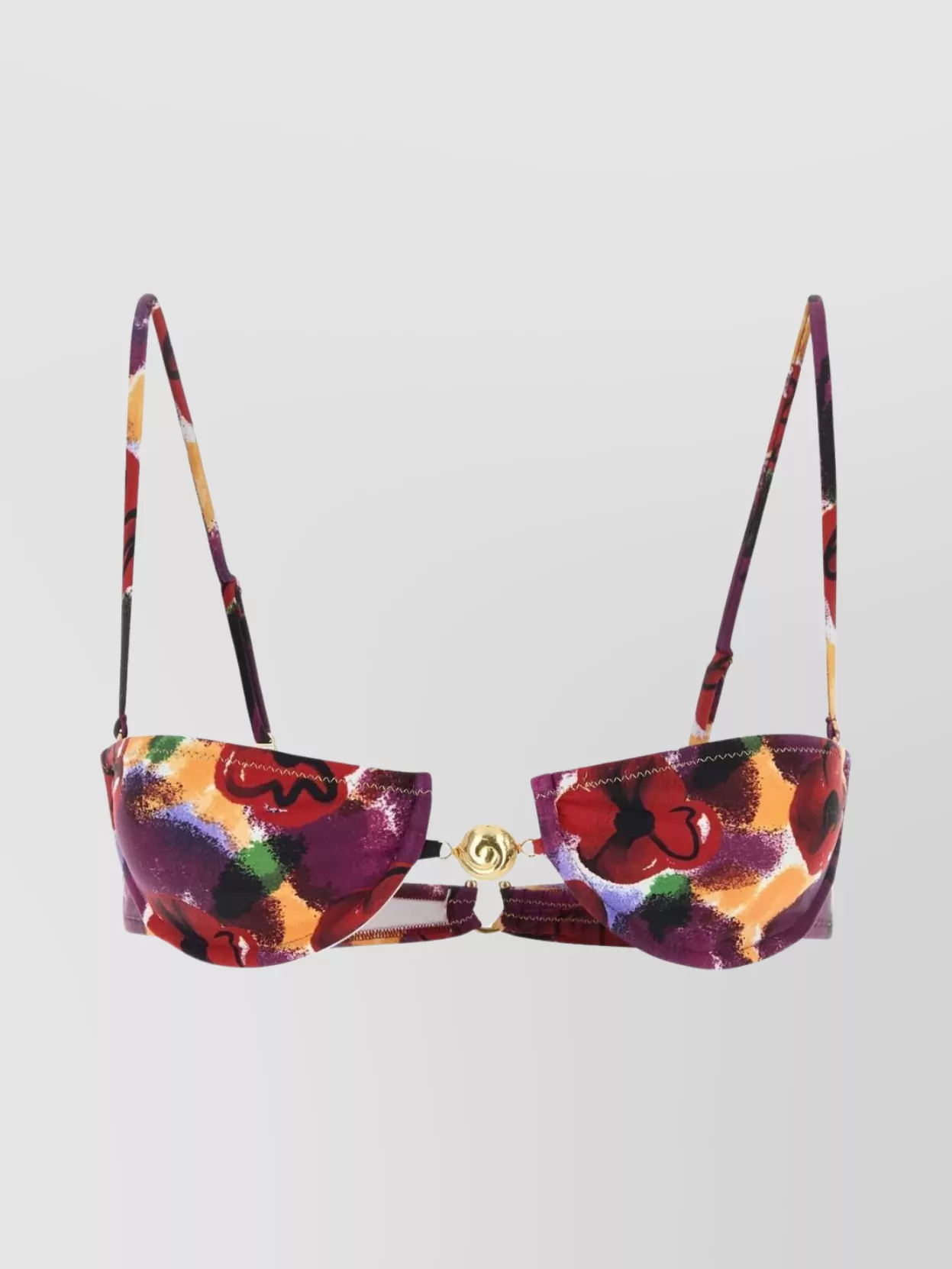 Reina Olga Floral Print Stretch Nylon Bikini Top