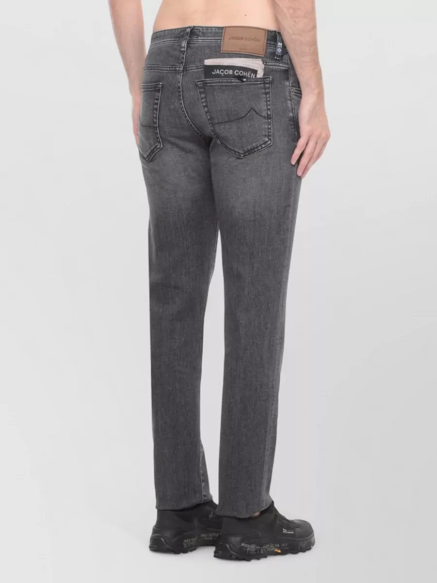 Jacob Cohen Straight Cotton Jeans Contrast Stitching Handkerchief
