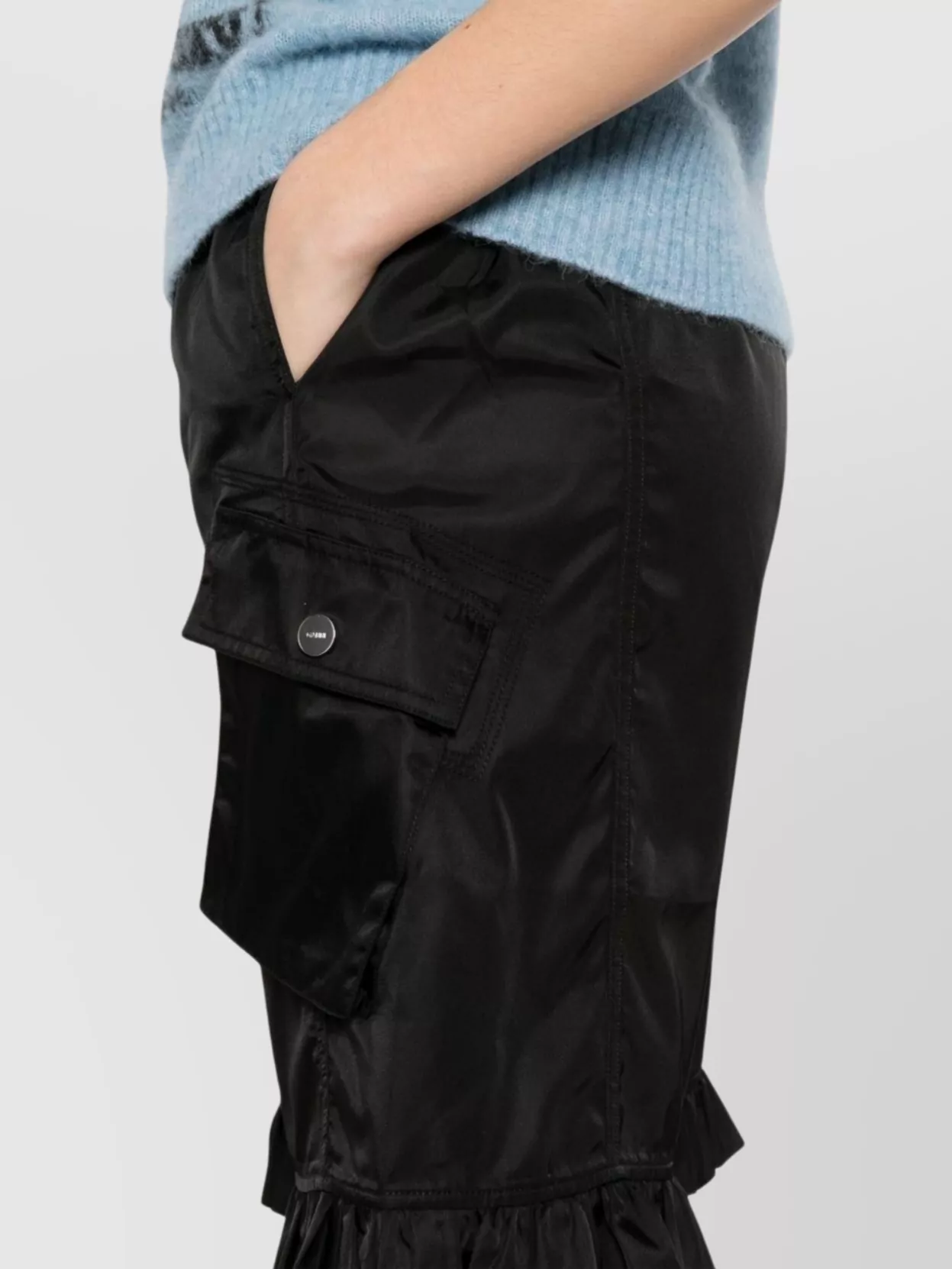 Ganni Flap Pocket Ruffle Hem Shorts
