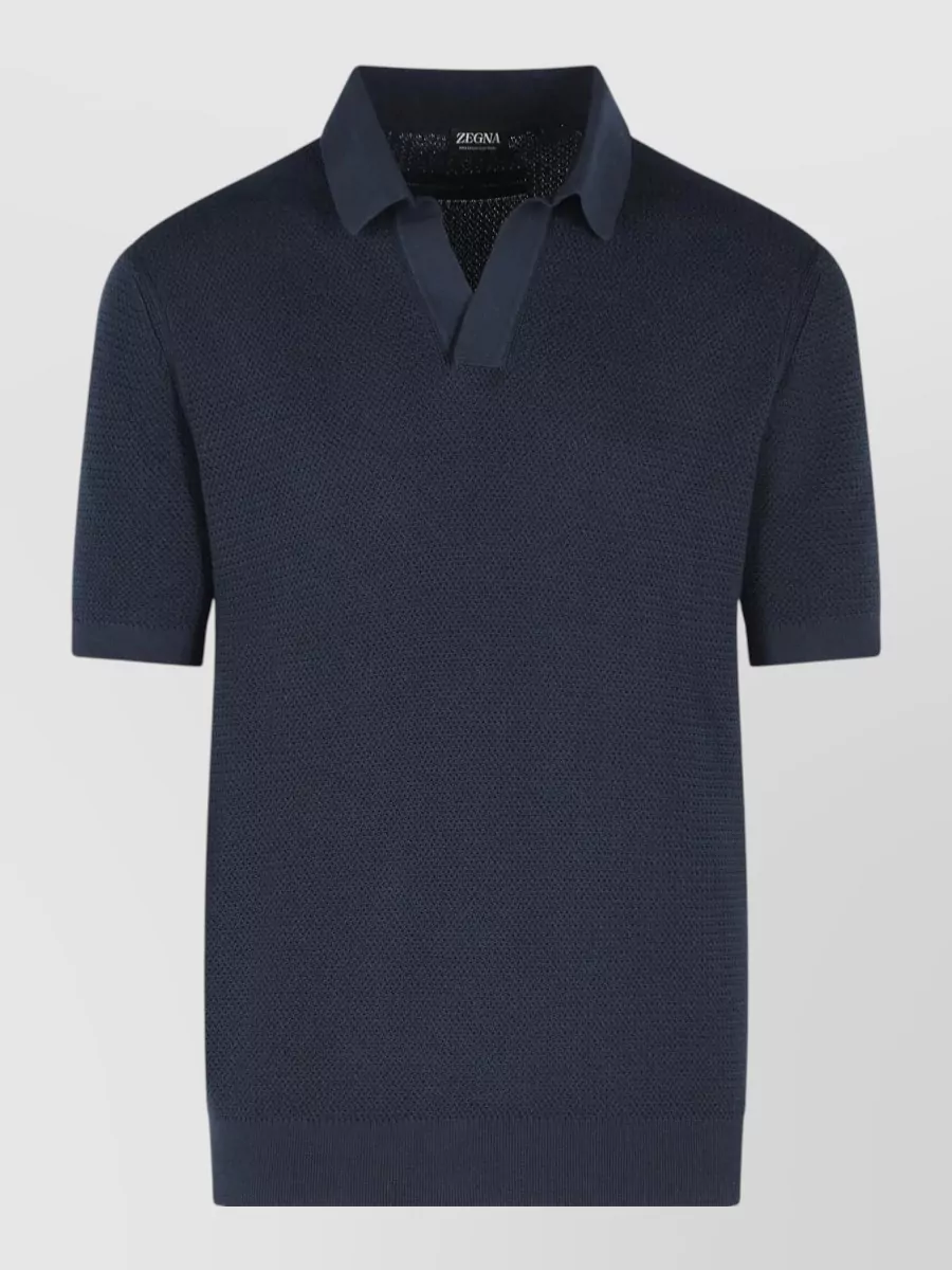Zegna Jacquard knit short sleeve polo shirt