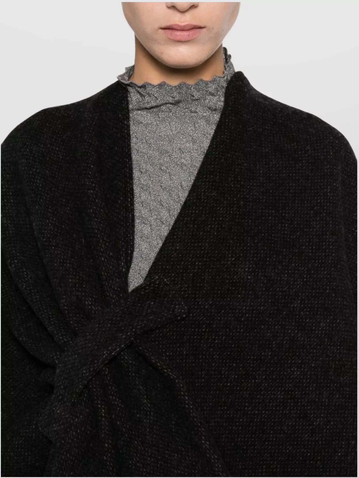 Emporio Armani Textured Two-Tone Wool Wrap Cape