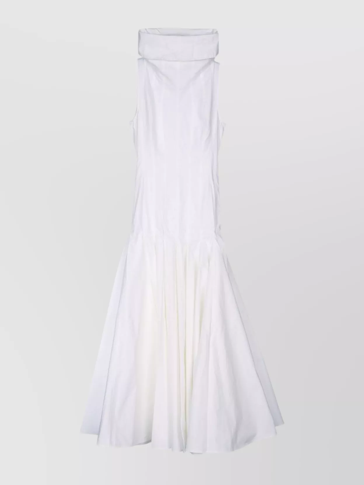 Jacquemus Midi Dress With Flared Skirt And High Neck In White
