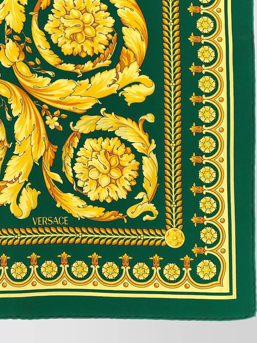 Versace Baroque Print Scarf Crown Floral Motif