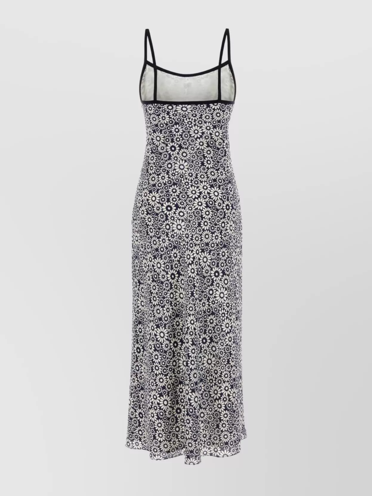Miu Miu Floral Print Maxi Dress With Spaghetti Straps In Gray