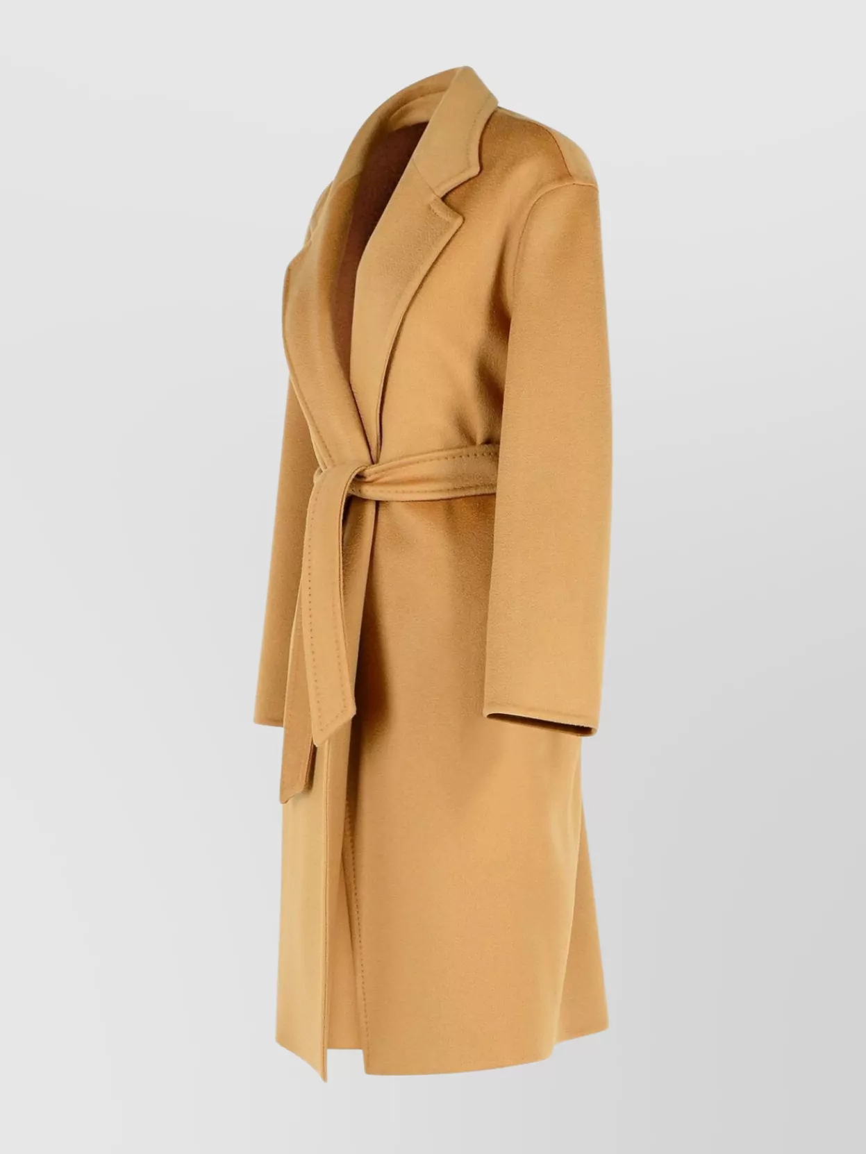 Max Mara Cashmere Coat With Belted Waist And Notched Lapels
