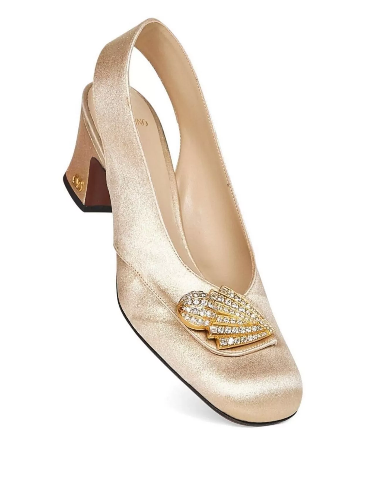 Valentino Garavani Slingback Block Heel Sandals Embellished Detail