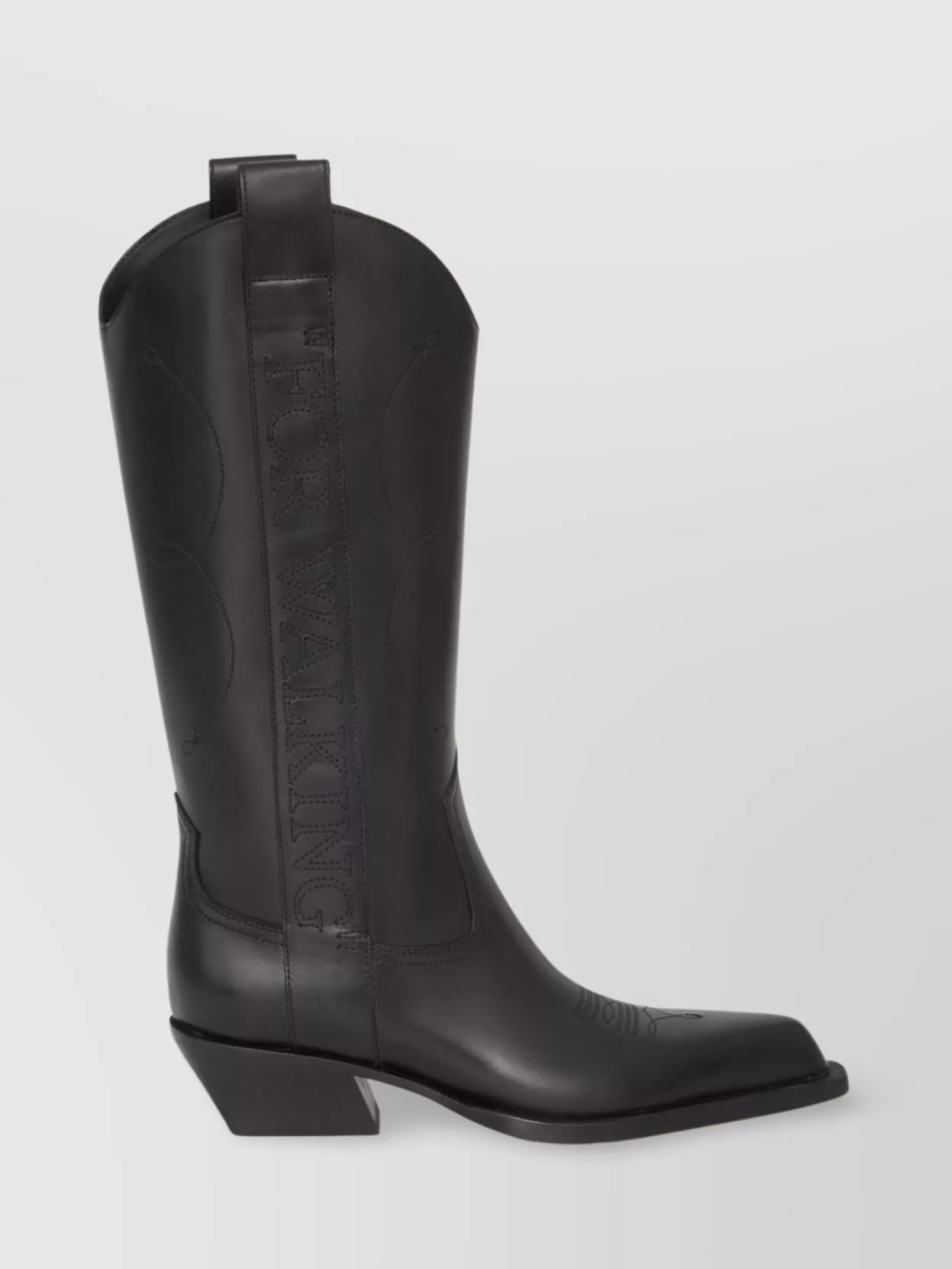Off-white Texan Boots For High-heeled Walking In Black