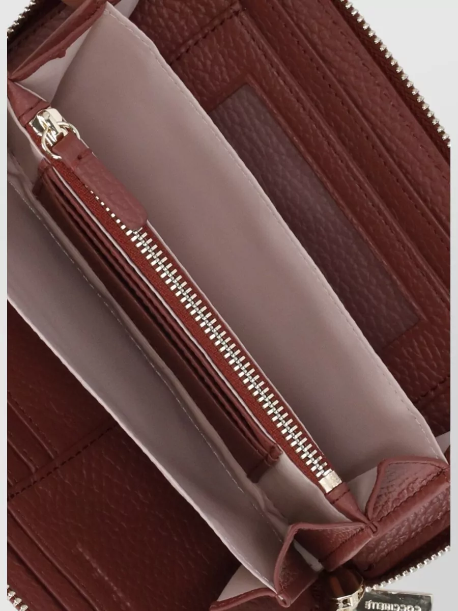 Coccinelle Pebbled Leather Compact Folding Zip Wallet